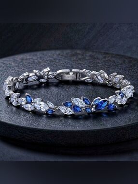 Swarovski Louison Crystal Bracelet Blue & White Rhodium Plated